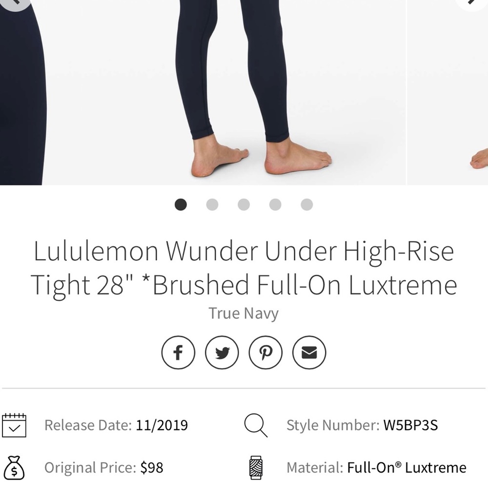 Lululemon - Wunder Under Brushed Luxtreme - Size 6 - EXCELLENT condition - Picture 4 of 8